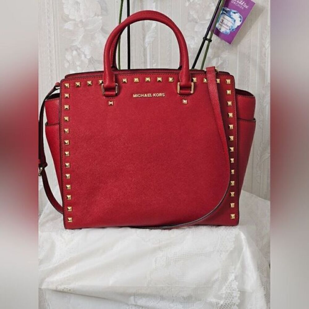 Michael Kors Large Selma Studsed Bag NWOT Red Color